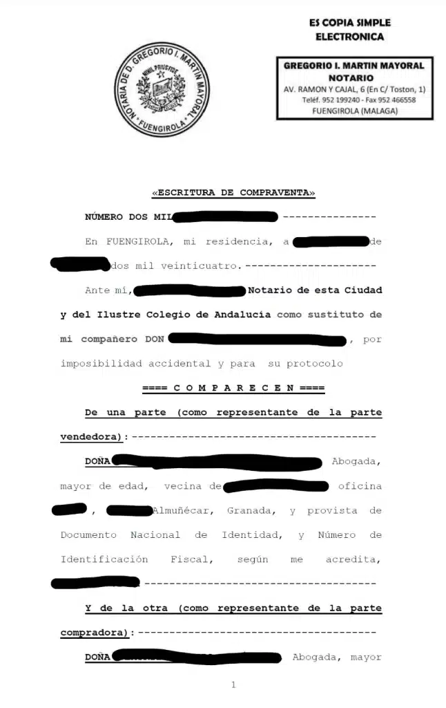 deed of sale buying property spain